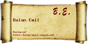 Balan Emil névjegykártya